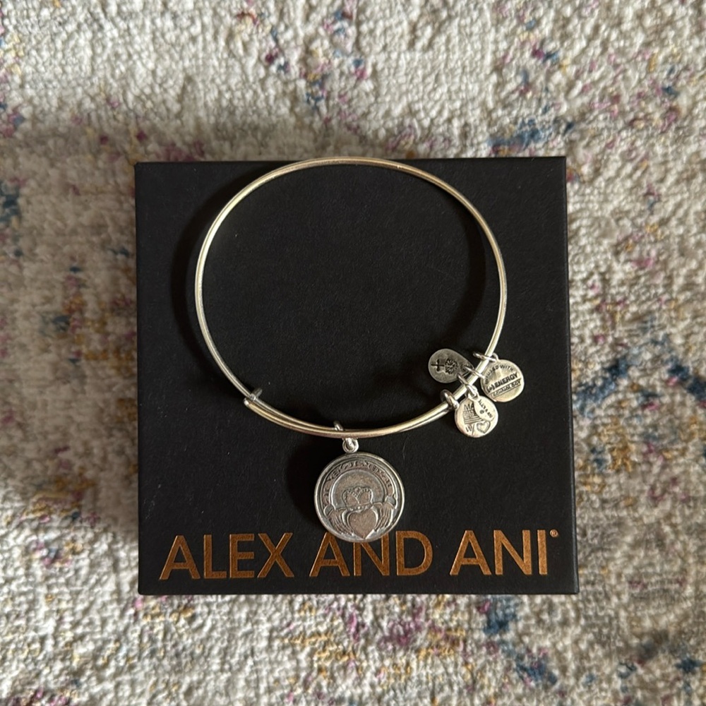 Alex and Ani silver claddagh bracelet in original box.